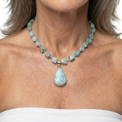 Larimar Edelsteinkette mit Anhänger